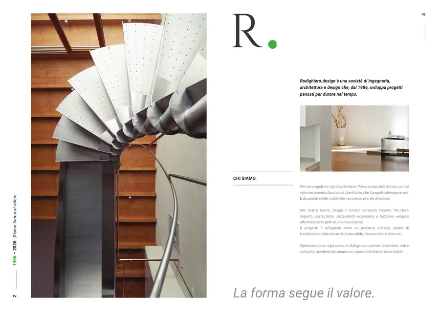 Company profile, pagine 2 e 3: Chi siamo. Il testo è nella colonna «Testo di queste pagine».