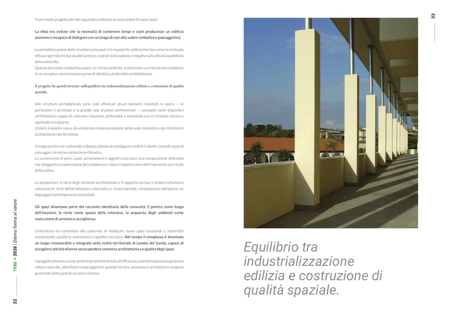 Company profile, pagine 32 e 33: Enti e comunità: il progetto. Il testo è nella colonna «Testo di queste pagine».